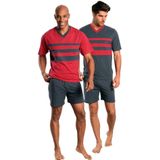 le jogger® Pyjama, (Packung, 4 tlg., 2 Stück), mit kontrastfarbigen Einsätzen vorn