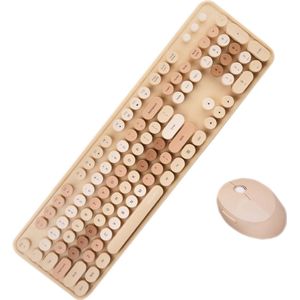 Draadloze membraantoetsenbordset met muis SWEET 2.4G WIT-beige