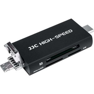 JJC CR UTC5AC Geheugenkaartlezer zwart, Geheugenkaartlezer, Zwart