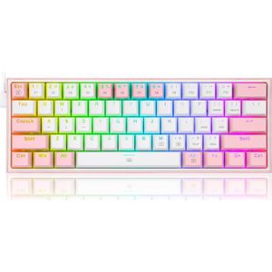 Redragon K617 Fizz - Mechanisch Gamingtoetsenbord - Wit en Roze - 60% Ontwerp - 61 Toetsen