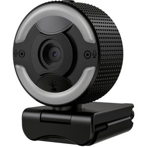 Redragon GW910 1080P PC-webcam met dubbele microfoon, instelbaar ringlicht, digitale zoom en inkijkbescherming, 2.0 USB-computer-webcamera, 30 fps voor online cursussen, videoconferenties, streaming
