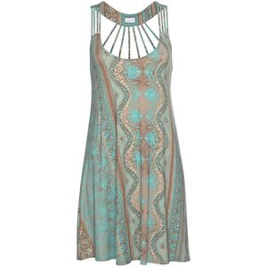 Zomerjurk - Turquoise - Met All-over Print - Mouwloos