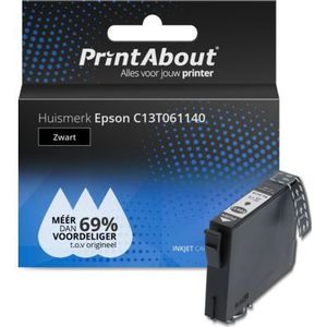 PrintAbout huismerk Inktcartridge C13T061140 Zwart Geschikt voor Epson