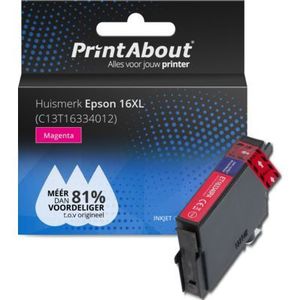 PrintAbout huismerk Inktcartridge 16XL (C13T16334012) Magenta Hoge capaciteit Geschikt voor Epson