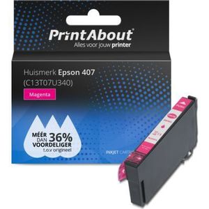 PrintAbout huismerk Inktcartridge 407 (C13T07U340) Magenta Geschikt voor Epson