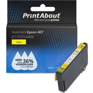 PrintAbout huismerk Inktcartridge 407 (C13T07U440) Geel Geschikt voor Epson