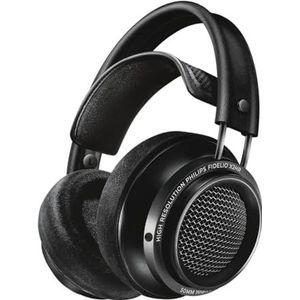 PHILIPS Fidelio X2 Over Ear Hochauflösende Kabelgebundene Kopfhörer, Akustisches Offenes Design, 50mm Neodym LMC Treiber, Deluxe Velours-Memory-Schaum-Ohrpolster - Schwarz