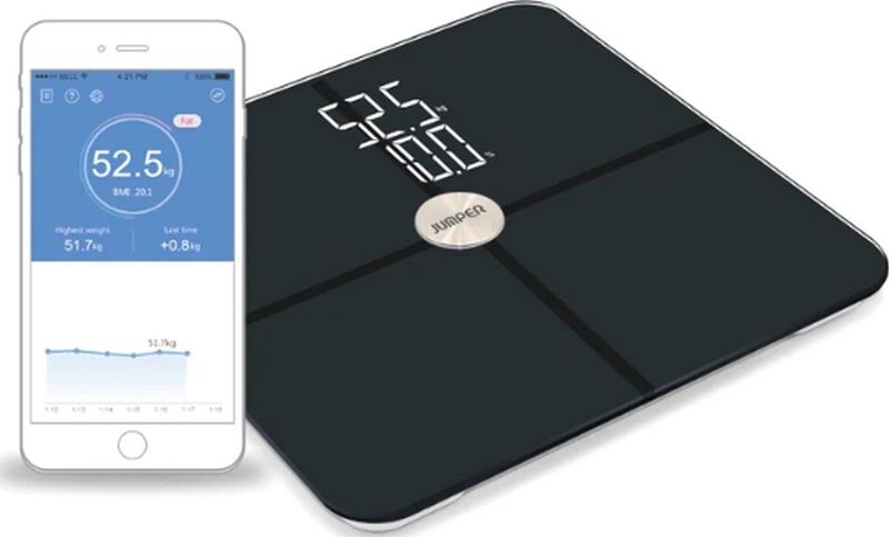 Jumper - JPD-BFS710 - Personenweegschaal - Zwart - Bluetooth - WiFi - BMI - Spiermassa