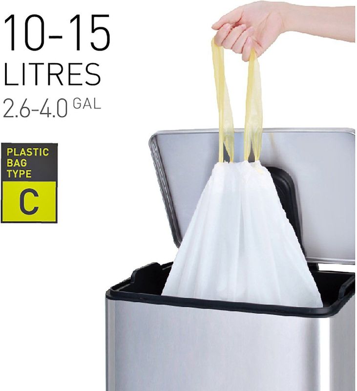 Vuilniszakken - 10 tot 15 liter (20 stuks, Type C, Extra sterk)