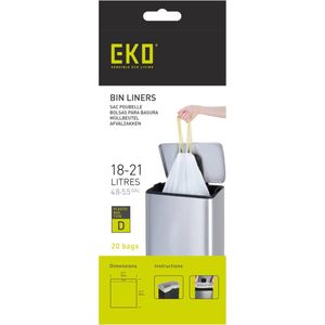 Afvalzak EKO type D 18-21 liter met trekband wit 20 stuks