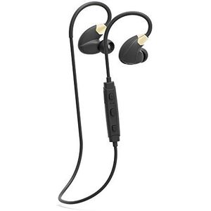 Cannice SC1412 Y4 Bluetooth-hoofdtelefoon, in-ear, draadloze in-ear hoofdtelefoon met oren, 10 m bereik, ultralicht, waterdicht, zwart/goud
