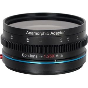 SIRUI Anamorfe adapter 1,25 x T2.9 met enkele focus aan de voorkant, 82 mm achterschroefdraad met ringen (67 mm, 72 mm, 77 mm, 92 mm), extra anamorfe lensadapter voor