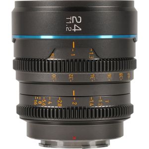 Sirui Nightwalker Series 24mm T1.2 S35 Manual Focus Cine Lens E Mount, gun metal grijs
