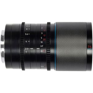 Sirui Saturn 75mm T2.9 1.6x E75B Koolstofvezel Full-frame Anamorphic E Mount (Blauwe flare) (Sony E, Volledig formaat), Objectief, Blauw
