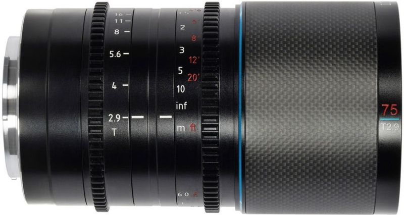 SIRUI Saturnus 75 mm T2.9 1,6X Full Frame koolstofvezel anamorfe lens, cine-lens minder dan 500 g (blauwe fakkels, DL-bevestiging)