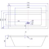 Royal plaza Cercis bad rechthoek 179x80cm wit