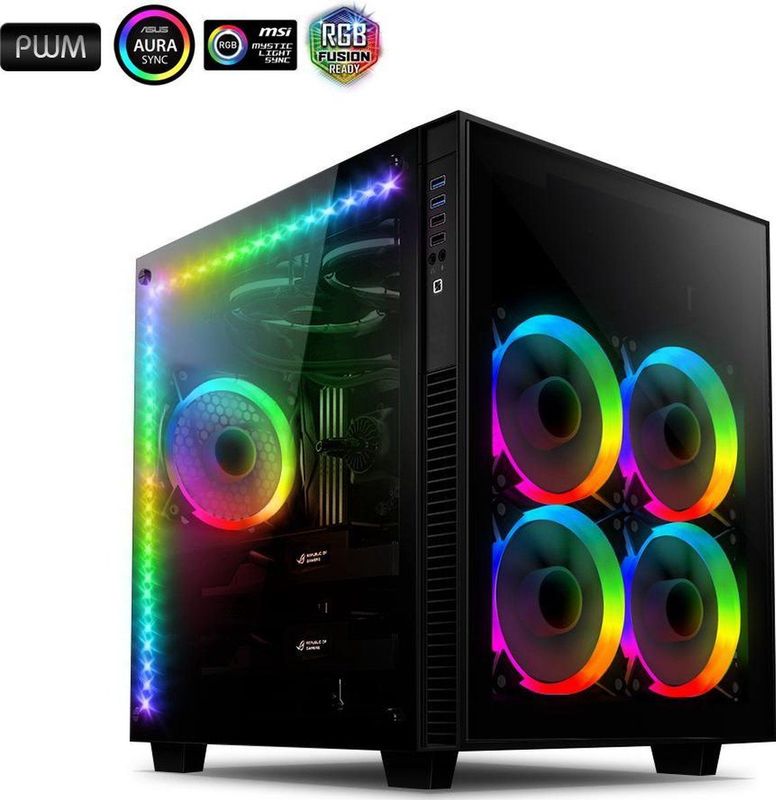 anidees AI Crystal Cube AR V3 - EATX/ATX Behuizing - Zwart RGB
