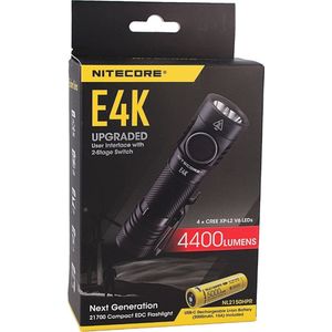 NiteCore zaklamp E4K- 4400 lumen- Zwart