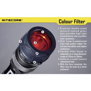 NiteCore filter, rood, 34 mm