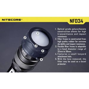 NiteCore NITNFD34 Diffusor MT25, MT26, SRT6 en zaklampen met een Ø 33 - 36 mm
