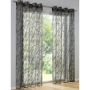 Gardinen Kranzusch Vitrage Jacquard Grafisch 30x1170 H/B Wit Bistrogordijn Gordijn Keuken 1-Pack