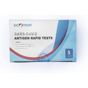 Ecotest Zelftest corona zelftest / sneltest verpakt per 5 STUKS - Sars-CoV-2 Antigen Rapid Test