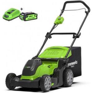Greenworks Accu 41 Cm Grasmaaier G40LM41K2, Incl. de sterke 2-AH  Accu en SnelLader, maaien met opvang, zij-uitworp of Mulchen