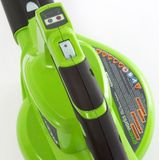 Greenworks GD40BVK2X Accu Bladblazer en Zuiger met Borstelloze Motor, 280 km/u, 9,63 m³/min, 45L Opvangzak, Twee 40V 2Ah Accu's & Lader