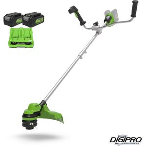 Greenworks Trimmer bosmaaier digipro 2 x 24 volt incl. 2 x 4a accu en dual lader GD24X2BCBK4X