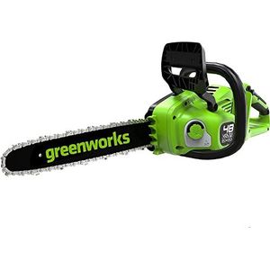 Greenworks GD24X2CS36 Accu Kettingzaag met Borstelloze Motor, 35 cm Zaagbladlengte, 20 m/s Kettingsnelheid, 3,7kg, Automatische Oliesmering, ZONDER Twee 24V 4Ah Accu's & Dubbele Lader
