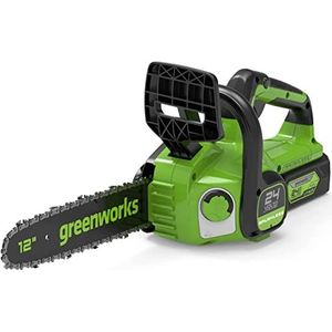 Greenworks GD24CS30 Accu Kettingzaag met Borstelloze Motor, 30 cm Zaagbladlengte, 7,8 m/s Kettingsnelheid, Automatische Oliesmering, Terugslagbeveiliging ZONDER 24V Accu & Lader