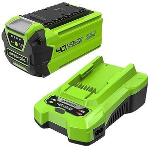 Greenworks 40V Accu & Universele Acculader - Originele Greenworks 2Ah Krachtige Lithium-Ion Accu + 2A Oplader, Compatibel met Alle Greenworks 40V Tuin- & Elektrisch Gereedschap Assortiment - GSK40B2