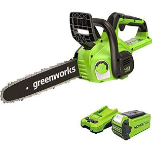 Greenworks G40CS30IIK2 Accu Kettingzaag, 30 cm Zaagblad Lengte, 4,2 m/s Kettingsnelheid, 2.6 kg, Automatische Oliesmering, 40V 2Ah Accu & Lader