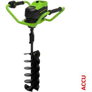 Greenworks 60 volt grondboormachine GD60EA met verlengstuk en adapter exclusief accu en lader