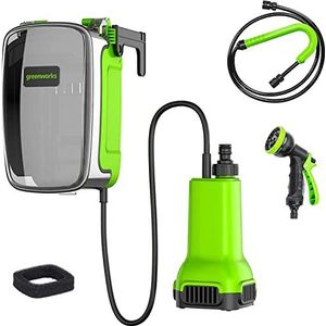 Greenworks G24SWP Accu Dompelpomp, 1800 l/uur, 1/2"" Snelkoppeling, 8-in-1 Sproeikop, 2 m Slang ZONDER 24 V Accu en Oplader, 3 Jaar Garantie