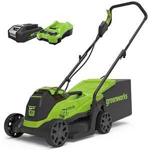 Greenworks GD24LM33K2 Draadloze Accu Grasmaaier met Borstel Loze Motor voor Kleinere Gazons tot 140 m², 33 cm Maaibreedte, 30L Zak PLUS 24 V 2 Ah Batterij en Oplader, 3 Jaar Garantie