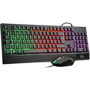 Rii - RK400 - Gaming Toetsenbord en Muis Set - RGB Achtergrondverlichting - QWERTZ