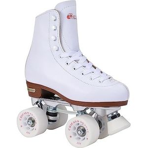 Chicago Skates Vrouwen Premium lederen gevoerde Rink Roller Classic White Quad Skates Chicago, 5 UK