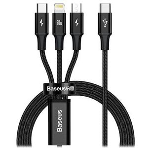 Baseus 3-in-1 USB-C naar Lightning/USB-C/Micro-USB Kabel 1.5M Zwart