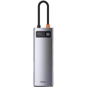 Baseus Hub 8in1 Metal Gleam Series USB-C to 3x USB 3.0 + HDMI + USB-C PD + Ethernet RJ45 + microSD/SD USB hub - 7 - USB 3.0 - Grijs
