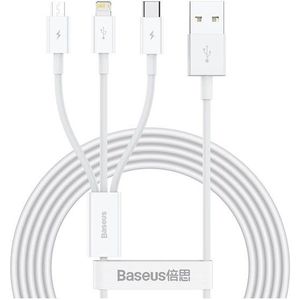 Baseus USB cable 3in1 Superior Series, USB to micro USB / USB-C / Lightning, 3.5A, 1.5m (wit)