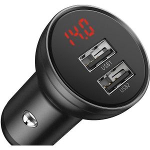 Baseus Car Charger Digital Display Dual USB 4.8A 24W Gray (CCBX-0G)