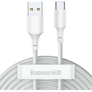 Baseus Simple Wisdom 5A USB naar USB-C Kabel 40W 1.5M Wit (2-Pack)