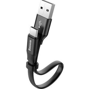 Baseus Korte Platte USB-C Kabel 23cm Zwart