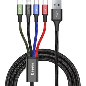 Baseus CA1T4-B01, Schwarz, USB A, Lightning + micro-USB B + USB C, 1,2 m, Männlich, Männlich