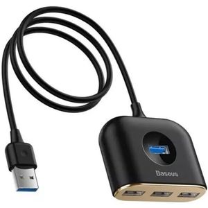 Baseus 4-in-1 Hub USB-A naar 3x USB-A 2.0 en 1x USB-A 3.0 Zwart