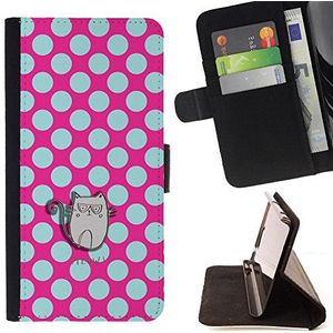 BeanShells [ MICROSOFT LUMIA 850 Hoesje [ Flip Cover Lederen Portemonnee] - Meaow Paars Teal