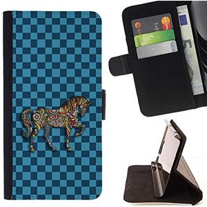 BeanShells [ Microsoft Lumia 850 Case [ Flip Cover Leather Wallet ] - Mustang Horse Tiled Floor