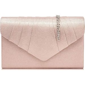 dames elegante suède clutch envelop crossbody klassieke clutch avondtasje kleine schoudertas, roze, eigentijds