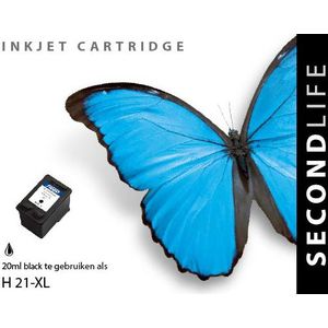 SecondLife inkt cartridge zwart voor HP type HP 21 XL